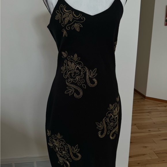 Night out dress black gold spaghetti straps - Picture 10 of 12